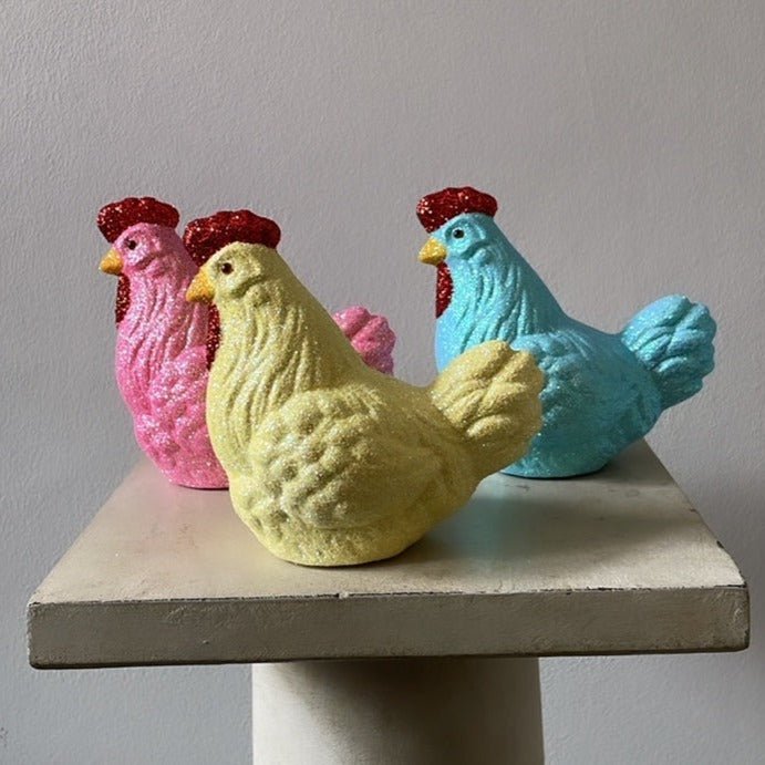 Cream Yellow Small Glitter Chicken | Ino Schaller - Bon Ton goods