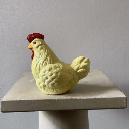 Cream Yellow Small Glitter Chicken | Ino Schaller - Bon Ton goods