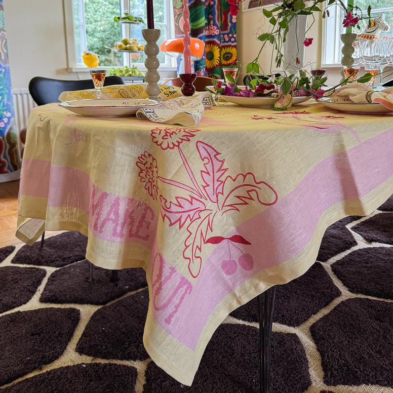 Create Memories Tablecloth (Pink & Yellow) - NojiNoji - Bon Ton goods