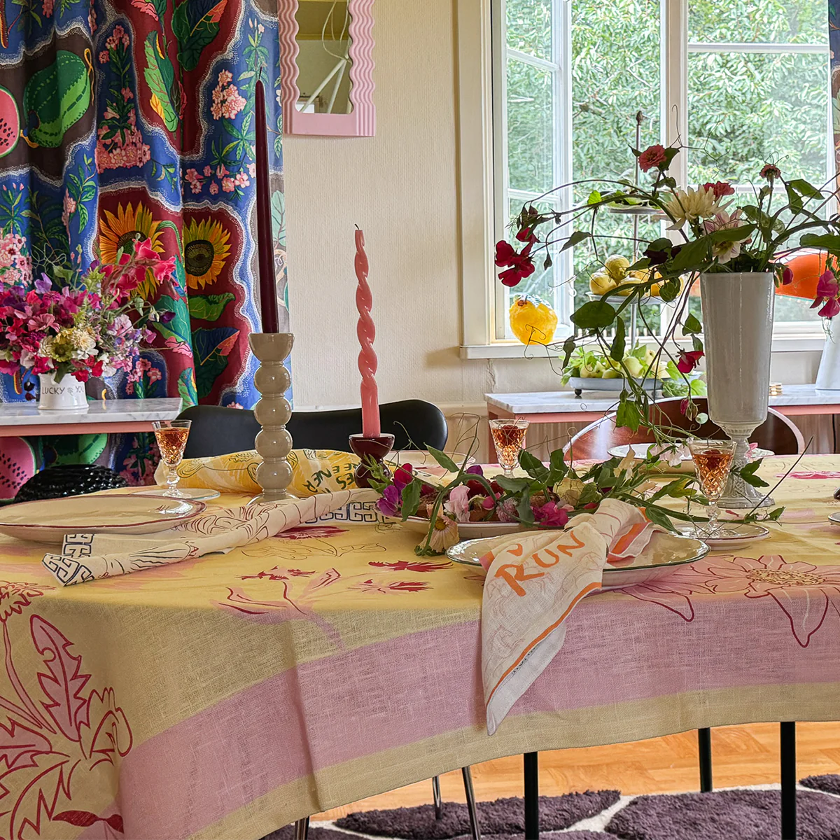 Create Memories Tablecloth (Pink & Yellow) - NojiNoji - Bon Ton goods
