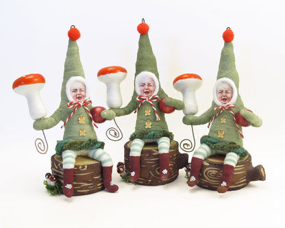 Crying Woodland Elf Child | Vintage by Crystal Spun Cotton Figure - Bon Ton goods