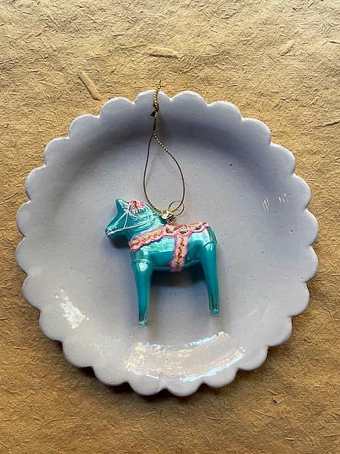 Dala Hest - Blue Christmas Ornament - Bon Ton goods