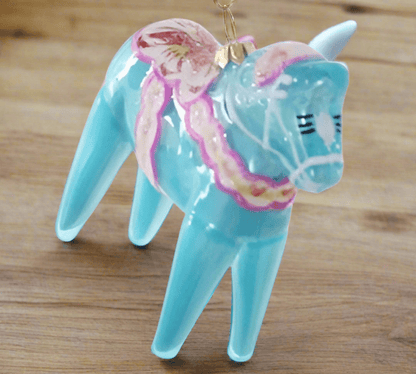 Dala Hest - Blue Christmas Ornament - Bon Ton goods