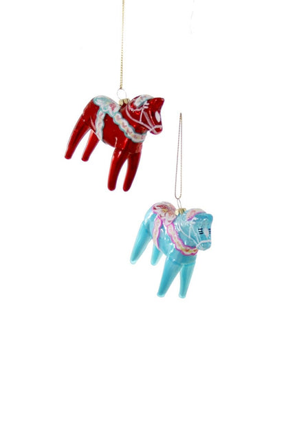 Dala Hest - Blue Christmas Ornament - Bon Ton goods