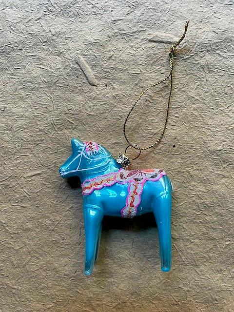 Dala Hest - Blue Christmas Ornament - Bon Ton goods