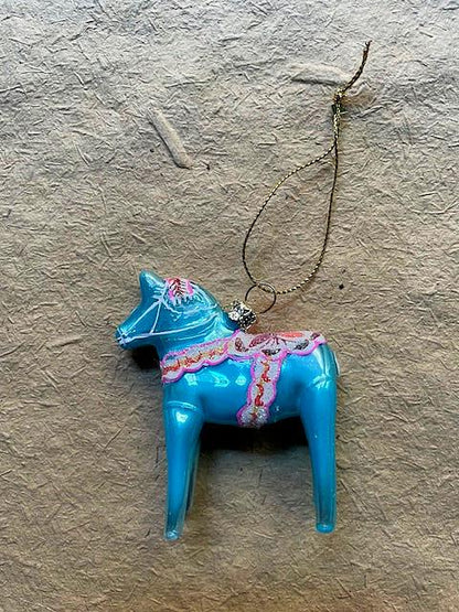 Dala Hest - Blue Christmas Ornament - Bon Ton goods