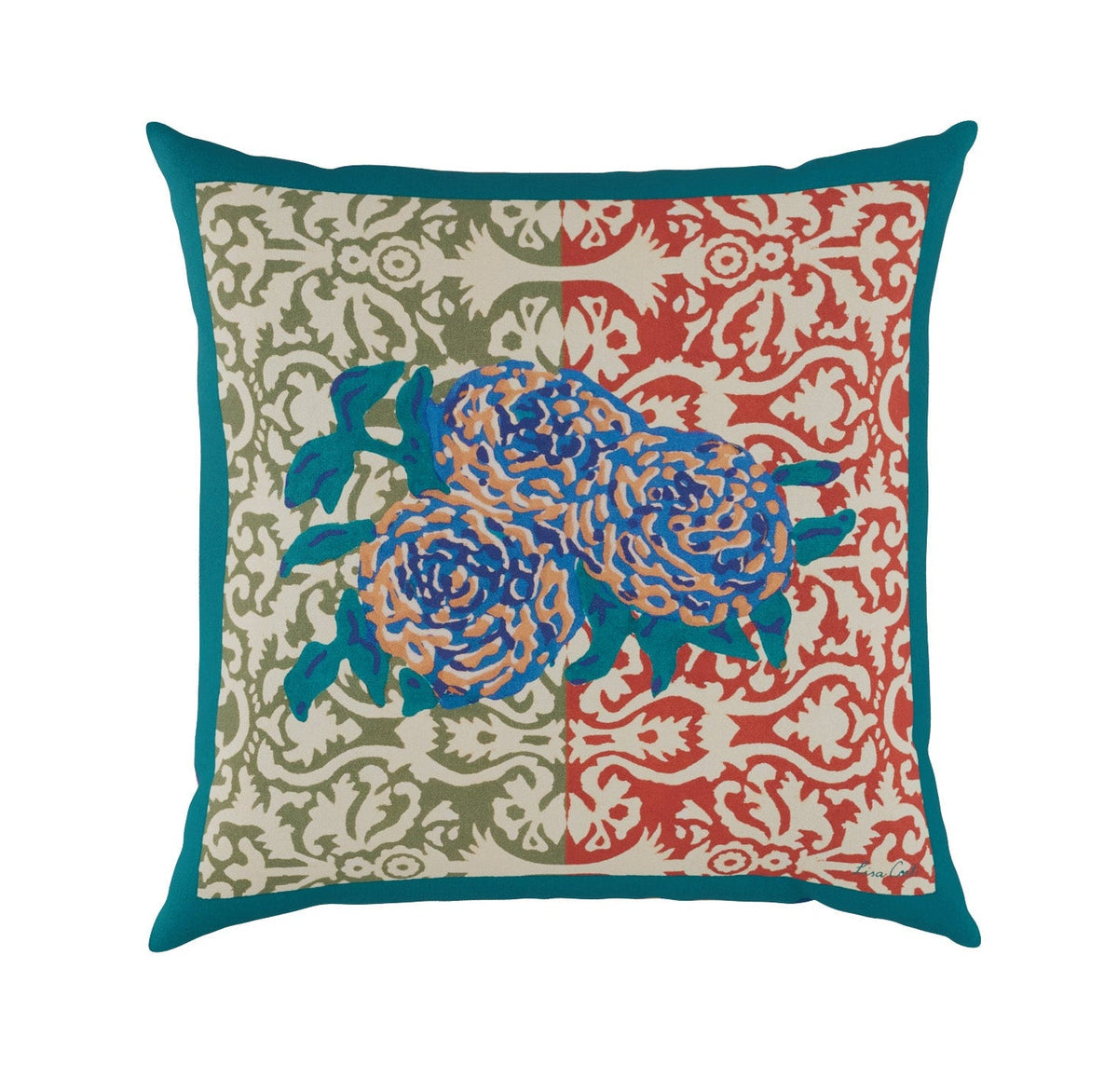 Dam Dam Red-Sage Pillow Cushion Cover 45x45 | Lisa Corti - Bon Ton goods