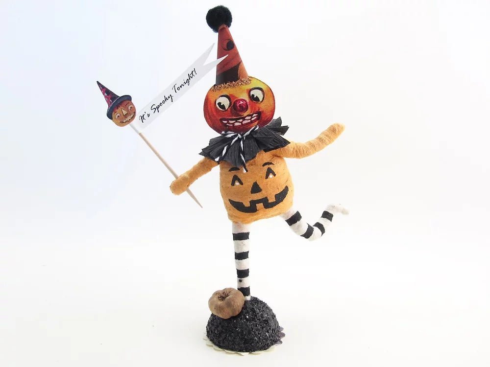 Dancing Pumpkin Figure - Vintage Inspired Spun Cotton | Vintage by Crystal Spun Cotton Ornament - Bon Ton goods