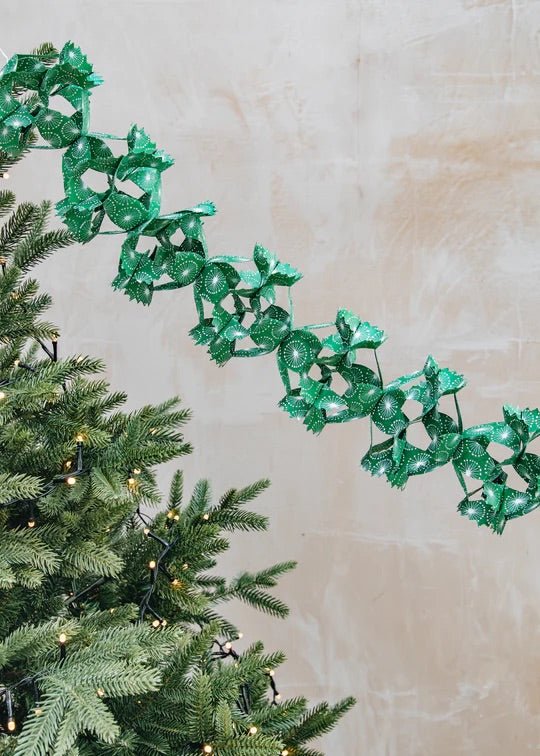 Dandelion Kathmandu - Swedish Garland, Green and White | Christmas Ornament - Bon Ton goods