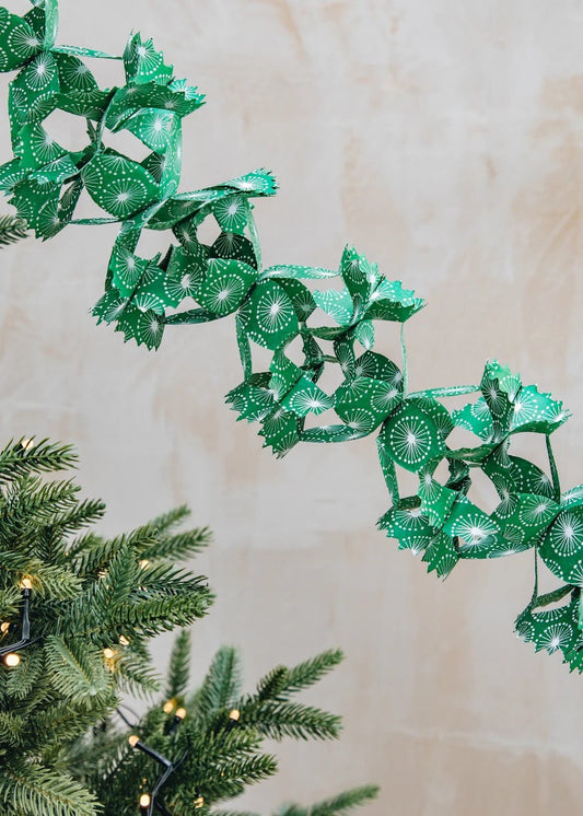 Dandelion Kathmandu - Swedish Garland, Green and White | Christmas Ornament - Bon Ton goods
