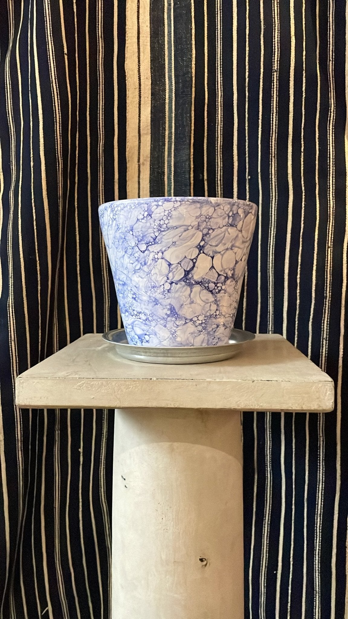 Dark Blue Bendtsen Pot Marbleized | Handmade Erik Bendtsen Ceramics - Bon Ton goods