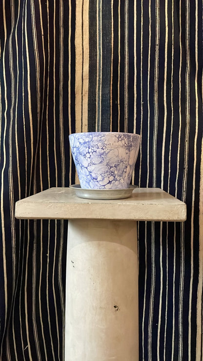 Dark Blue Bendtsen Pot Marbleized | Handmade Erik Bendtsen Ceramics - Bon Ton goods