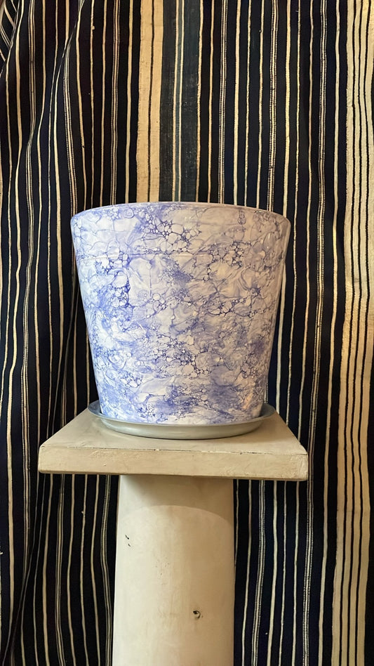 Dark Blue Bendtsen Pot Marbleized | Handmade Erik Bendtsen Ceramics - Bon Ton goods