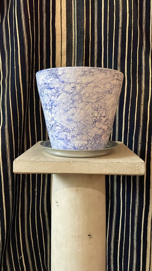 Dark Blue Bendtsen Pot Marbleized | Handmade Erik Bendtsen Ceramics - Bon Ton goods