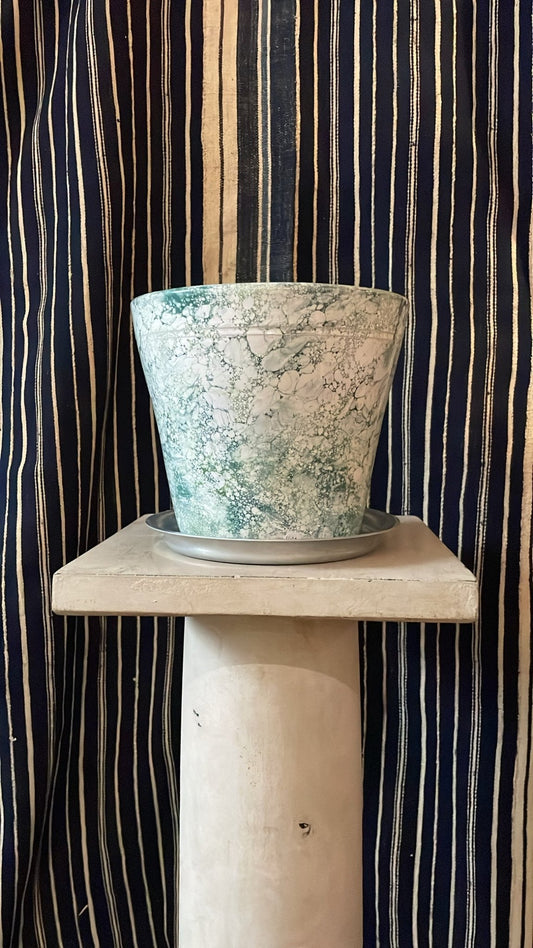 Dark Green Bendtsen Pot Marbleized | Handmade Erik Bendtsen Ceramics - Bon Ton goods