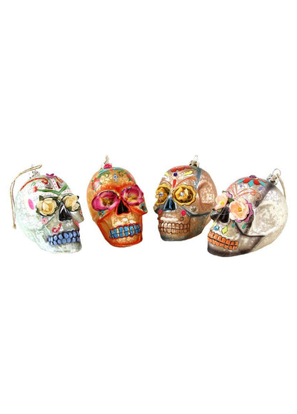 Day Of The Dead Flower Skull Christmas Ornament - Bon Ton goods