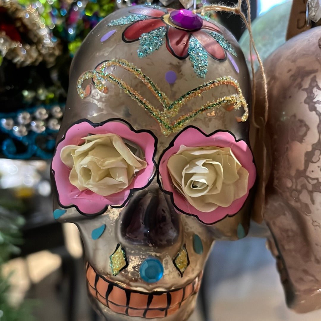 Day Of The Dead Flower Skull Christmas Ornament - Bon Ton goods