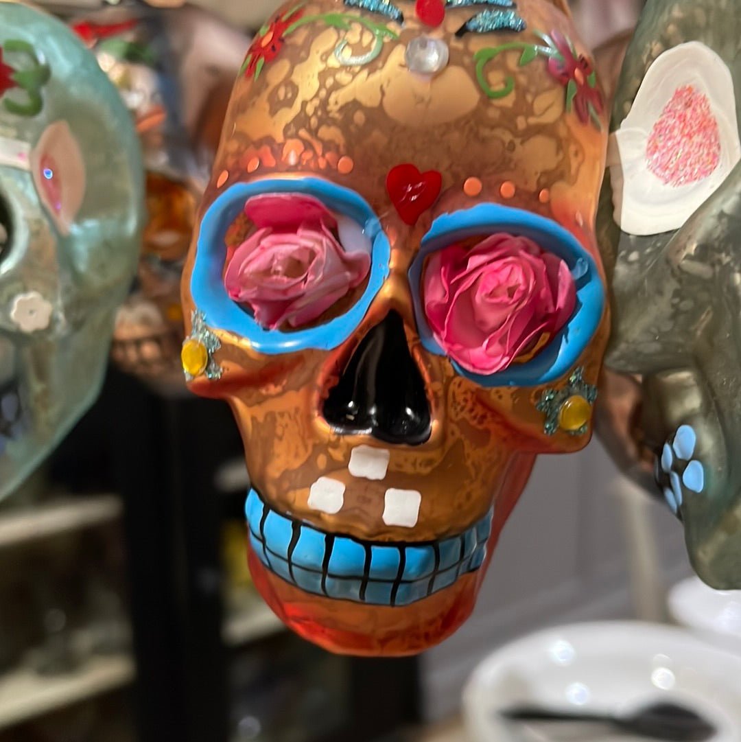 Day Of The Dead Flower Skull Christmas Ornament - Bon Ton goods