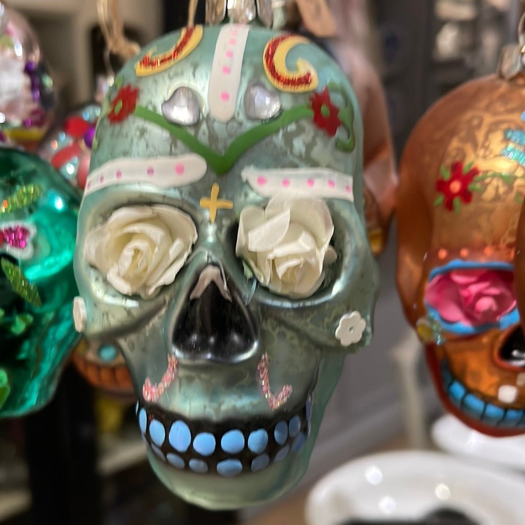 Day Of The Dead Flower Skull Christmas Ornament - Bon Ton goods
