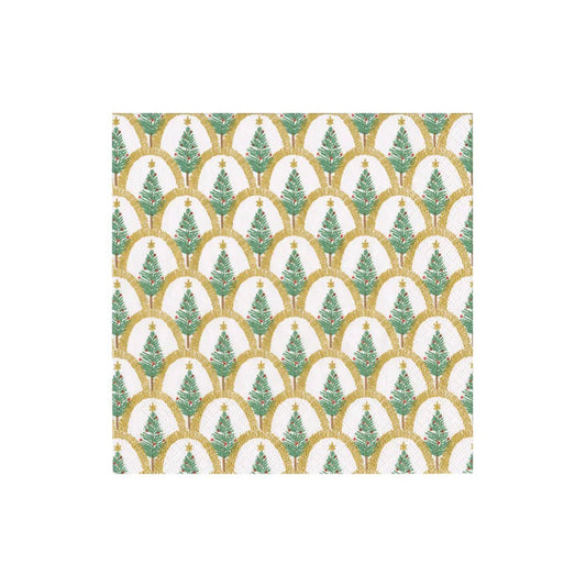 Deco Christmas Gold Cocktail Napkins | Caspari - Bon Ton goods