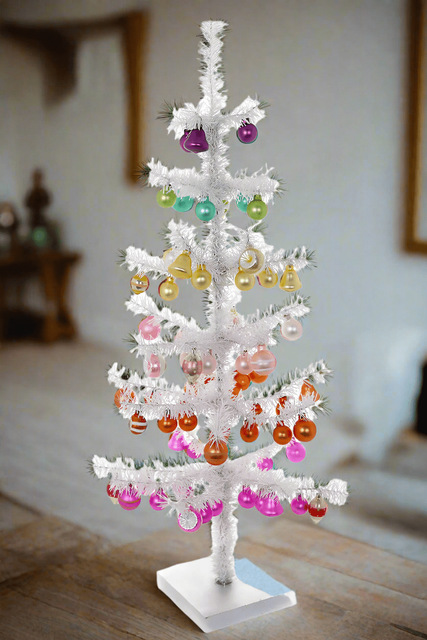 Decorated White Tinsel Tree - Large | Christmas Ornament - Bon Ton goods