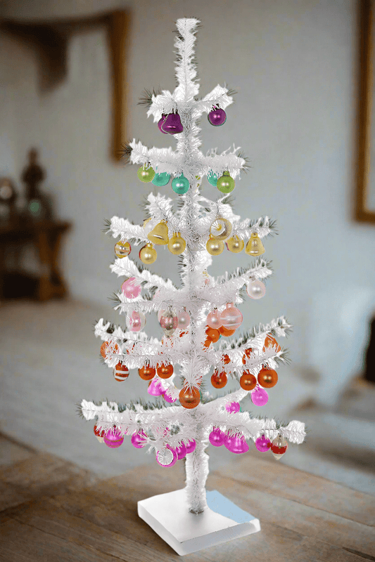 Decorated White Tinsel Tree - Large | Christmas Ornament - Bon Ton goods