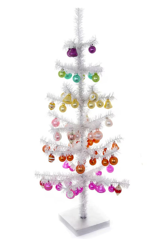 Decorated White Tinsel Tree - Large | Christmas Ornament - Bon Ton goods