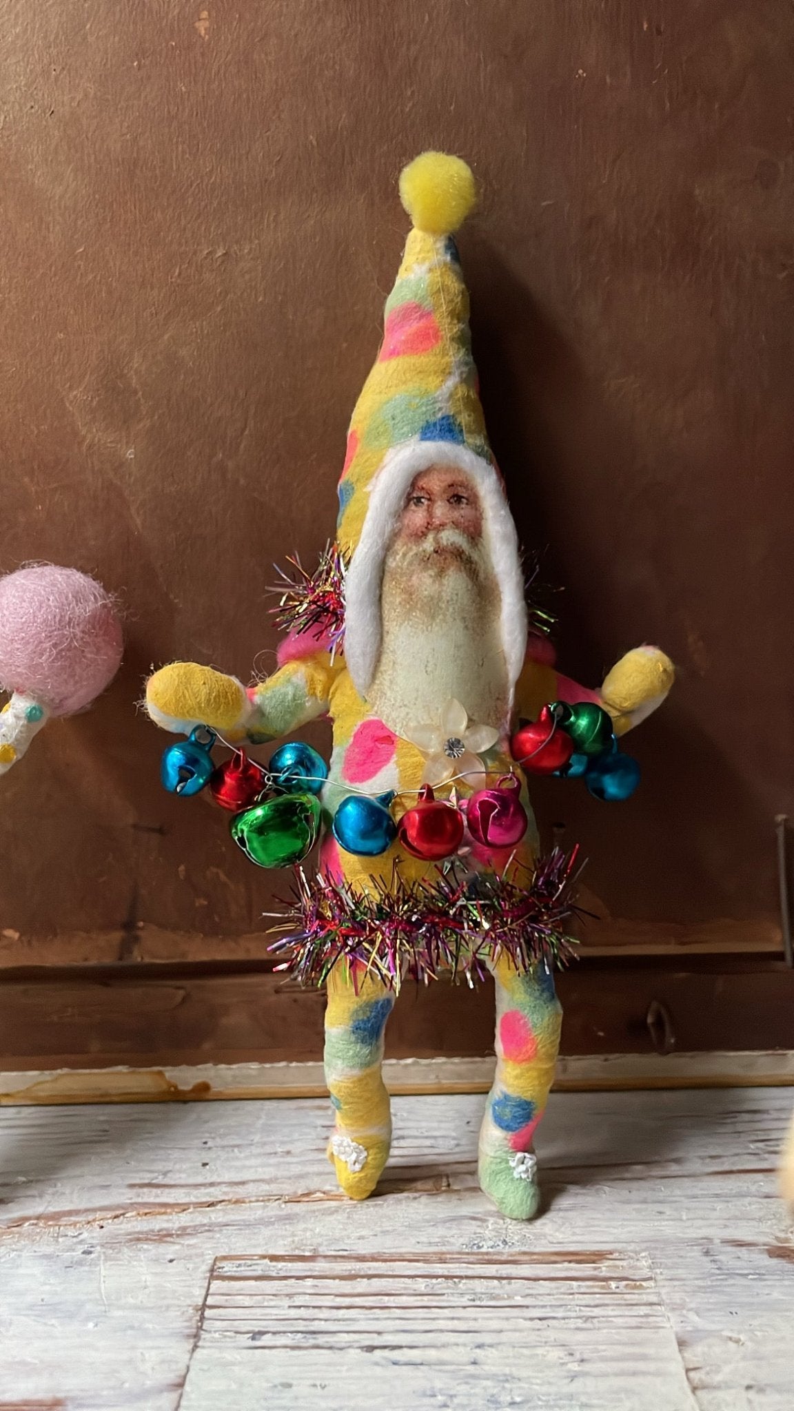 Decorating Tie Dye Santa Ornament | Vintage by Crystal Spun Cotton Ornament - Bon Ton goods