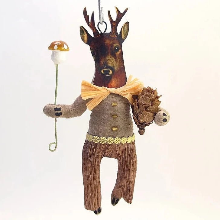 Deer Boy Ornament - Vintage Inspired Spun Cotton | Vintage by Crystal Spun Cotton Ornament - Bon Ton goods