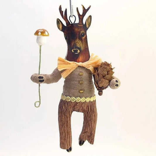 Deer Boy Ornament - Vintage Inspired Spun Cotton | Vintage by Crystal Spun Cotton Ornament - Bon Ton goods
