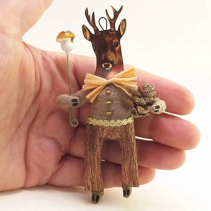 Deer Boy Ornament - Vintage Inspired Spun Cotton | Vintage by Crystal Spun Cotton Ornament - Bon Ton goods