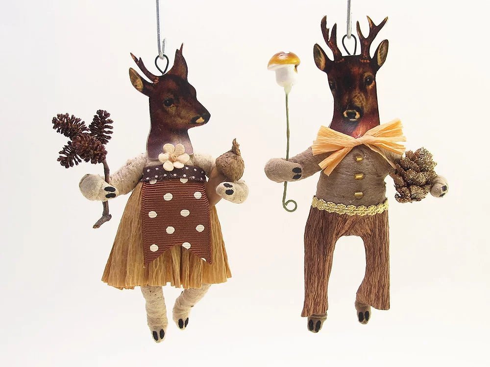 Deer Boy Ornament - Vintage Inspired Spun Cotton | Vintage by Crystal Spun Cotton Ornament - Bon Ton goods