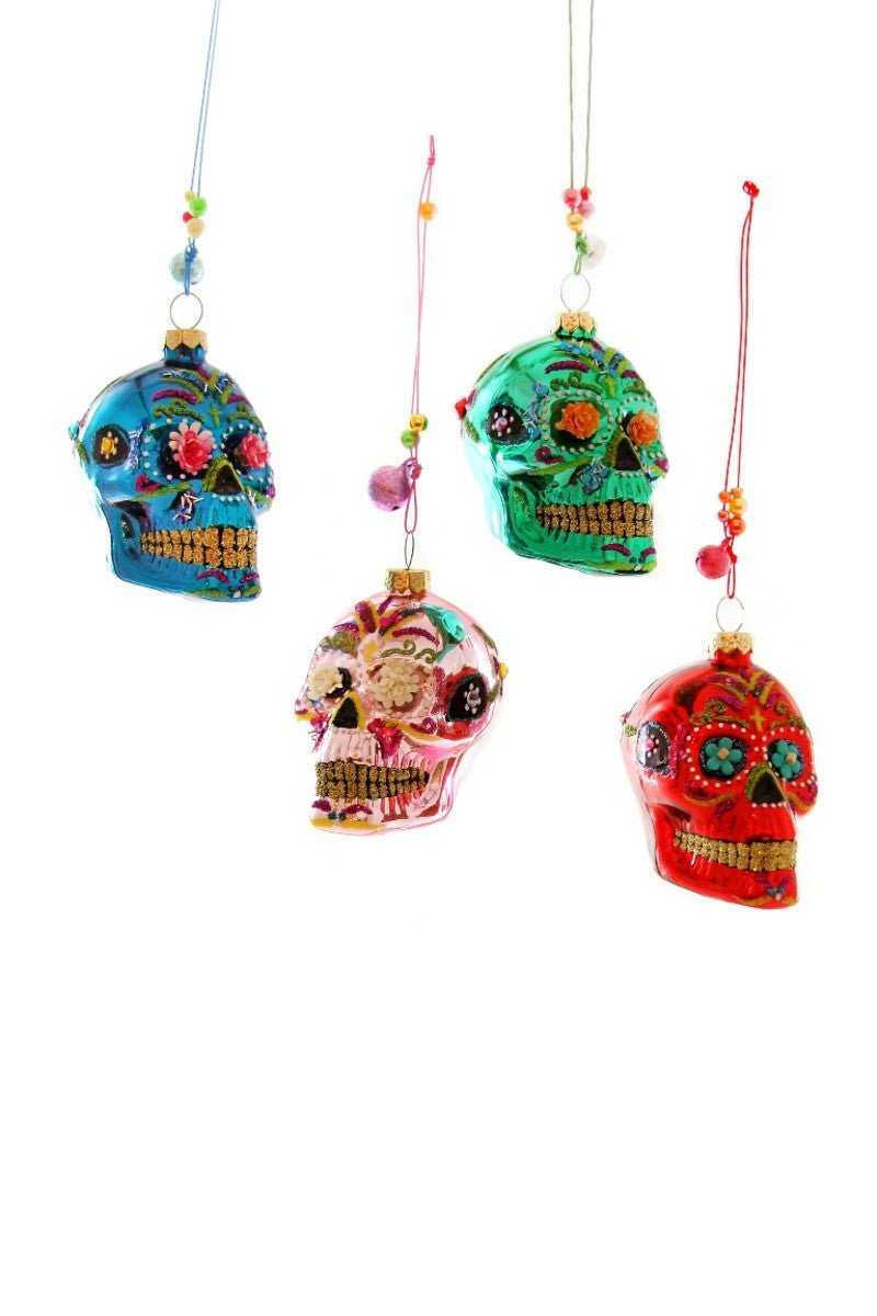 DIA DE LOS MUERTOS SKULL - Blue | Christmas Ornament - Bon Ton goods