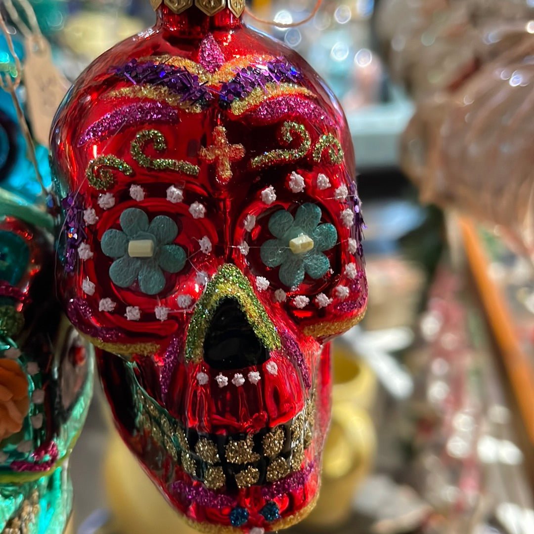 DIA DE LOS MUERTOS SKULL - Red | Christmas Ornament - Bon Ton goods