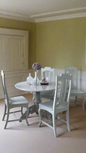 Antique Round Drop-Leaf Dining Table with Four Chairs – Grey Painted Set