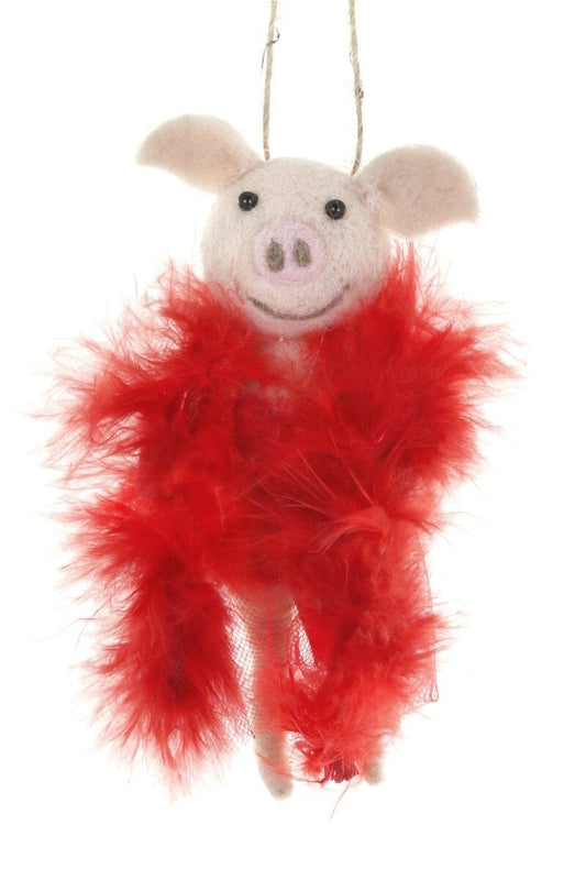 Diva Pig Felt Christmas Ornament by Cody Foster