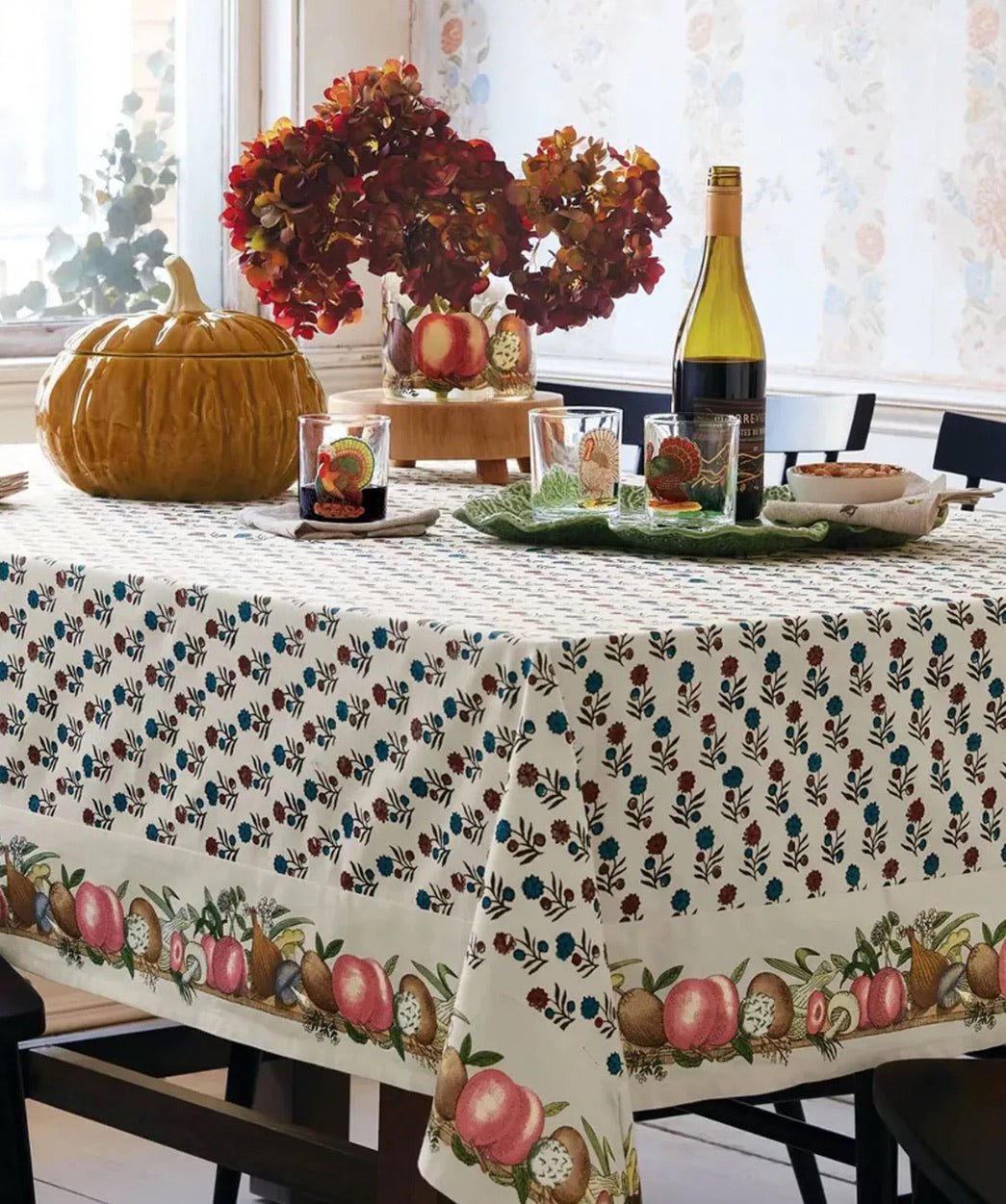 Domino Fall Flowers Tablecloth 150 x 260cm | John Derian - Bon Ton goods