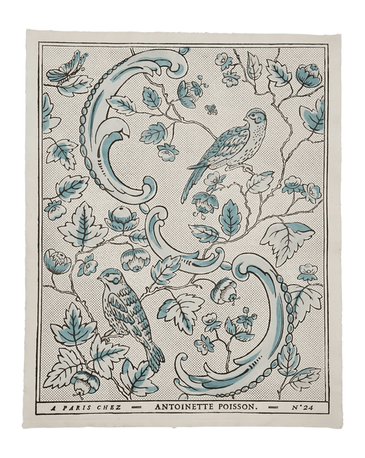DOMINO PAPER NO. 24A "OISEAUX & FEUILLAGE" - FRAMED - Bon Ton goods
