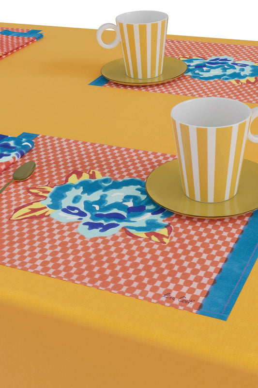 Double Peonia Rust-Old Pink Placemat | Lisa Corti - Bon Ton goods