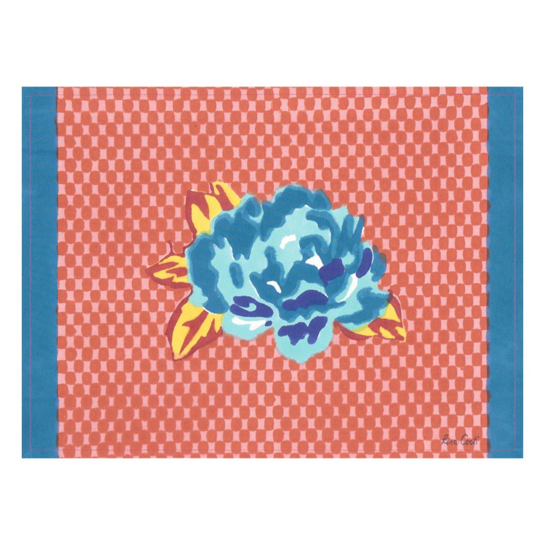 Double Peonia Rust-Old Pink Placemat | Lisa Corti - Bon Ton goods