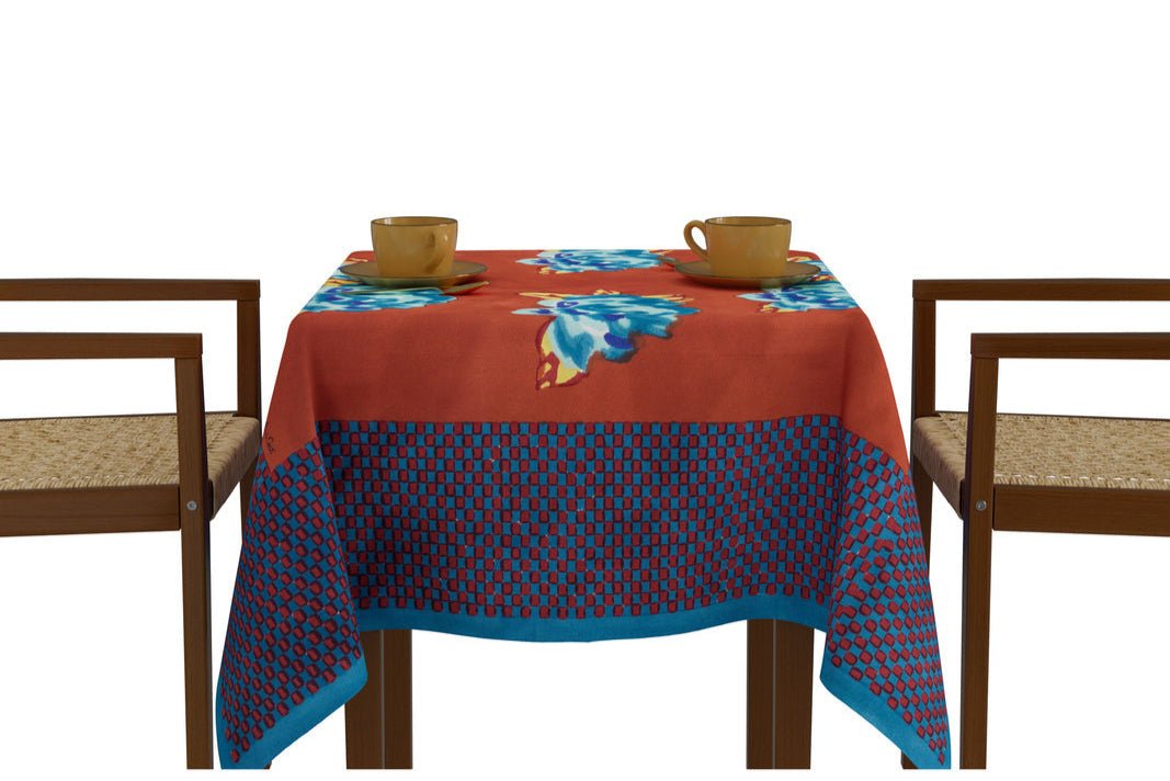 Double Peonia Rust-Old Pink - Tablecloth 110X110 | Lisa Corti - Bon Ton goods