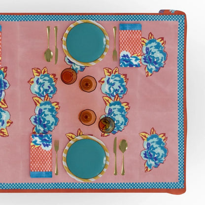 Double Peonia Rust-Old – Pink Tablecloth - 180X180 | Lisa Corti - Bon Ton goods