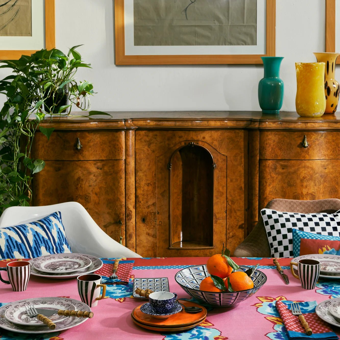 Double Peonia Rust Old Pink Tablecloth - 220X270 | Lisa Corti - Bon Ton goods