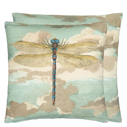 Dragonfly Over Clouds Sky Blue Cushion | John Derian - Bon Ton goods