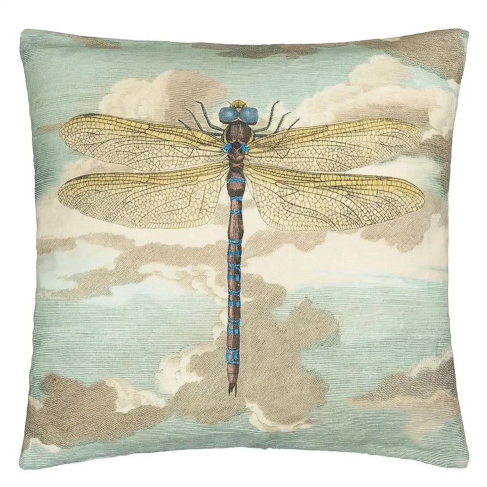 Dragonfly Over Clouds Sky Blue Cushion | John Derian - Bon Ton goods