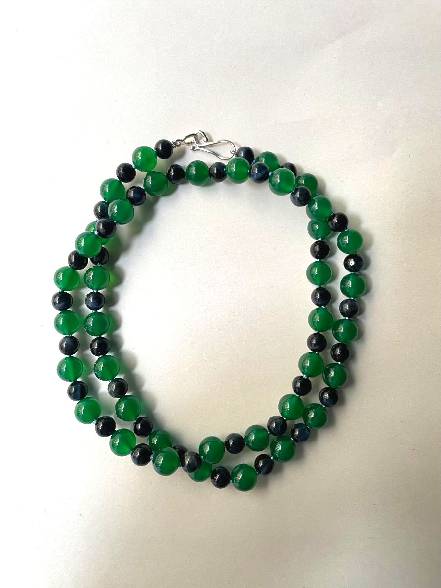 Eagle’s Eye and Dark Green Agate Bead Necklace | Mikkel Brøgger - Bon Ton goods