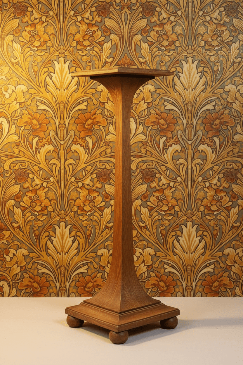 Early 20th Century French Art Nouveau Oak Pedestal - Bon Ton goods