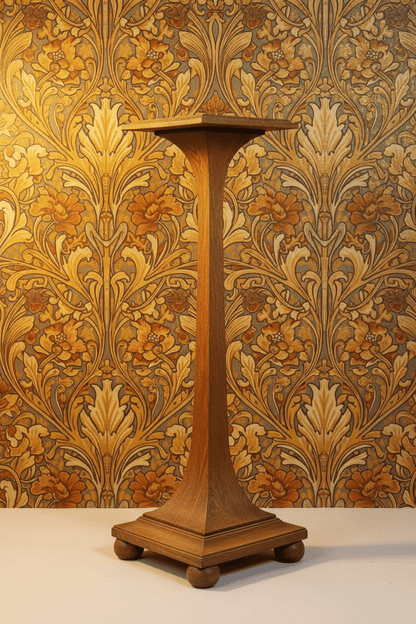 Early 20th Century French Art Nouveau Oak Pedestal - Bon Ton goods