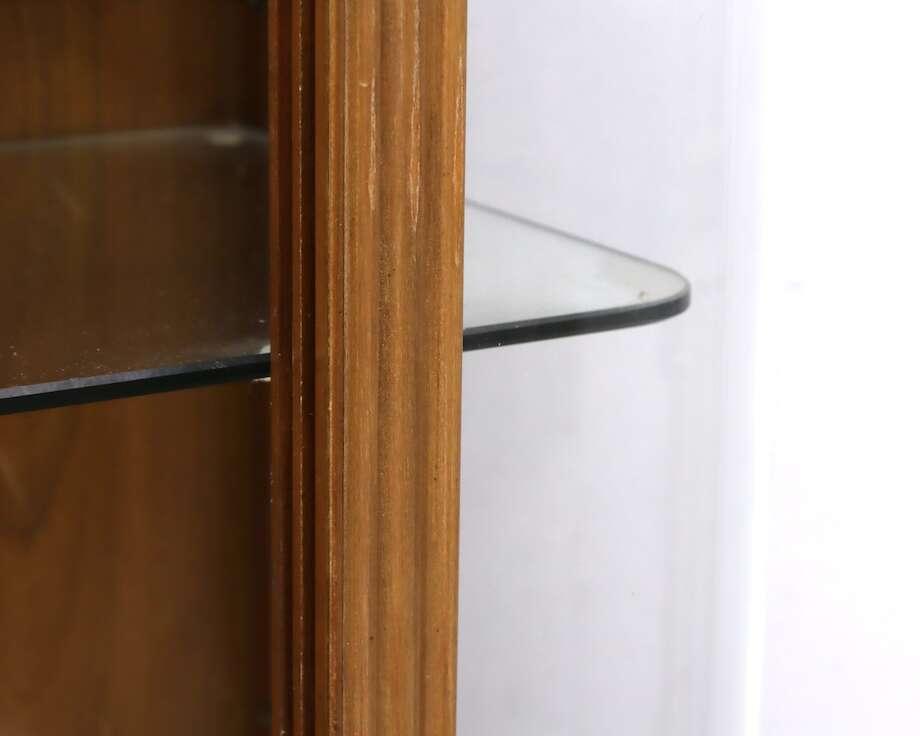 Early 20th-Century Walnut & Alder Display Cabinet with Glass Shelves - Bon Ton goods