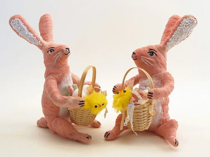 Easter Bunny With Basket Figure - Vintage by Crystal | Vintage by Crystal Spun Cotton Ornament - Bon Ton goods